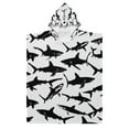 Black Shark Silhouettes Kid Hooded Beach Towel 27.5x27.5 inch Bath