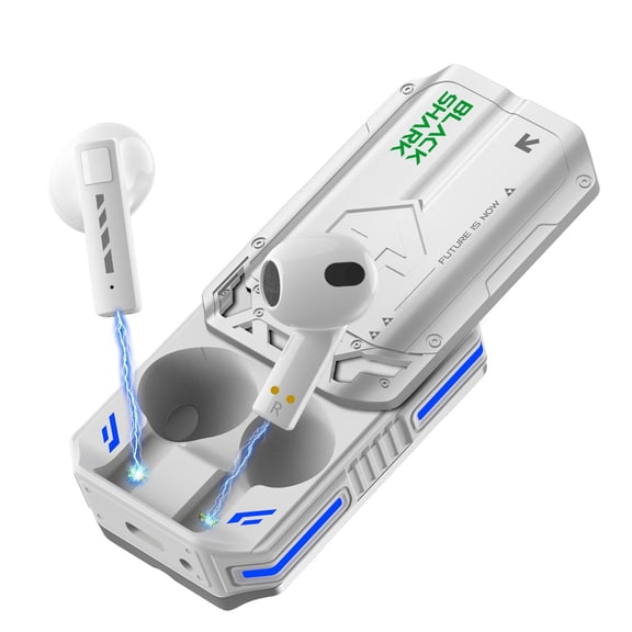 Black Shark T11 True Wireless Bluetooth Earbuds with Active Noise Cancellation, Bluetooth 5.3, 30 Hour Battery Life, RGB Lighting Effects White