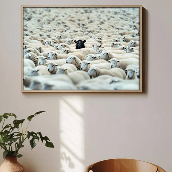 Black Sheep Art Poster Modern Farmhouse Animal Photography Home Decor, 12x18 UNFRAMED