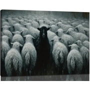 The Black Sheep Canvas Wall Art, Moody Impressionist Animal Painting, Framed One of a Kind Decor for Living Room & Office, Unique Individualist Christian Gift 8*12inch20*30cm
