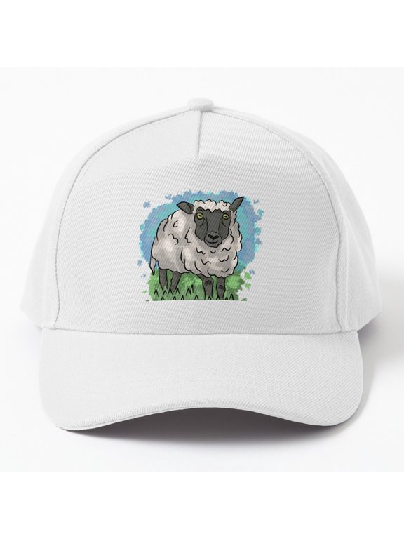Black Sheep Drawing Baseball Hat, Farm Animal Illustration Design, Classic Rural Cap