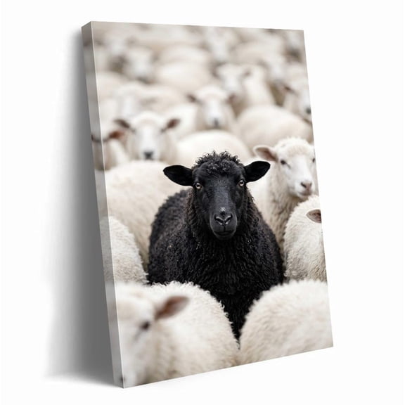 Black Sheep For Living Room Bedroom Farmhouse Animal Wall Art, Refined Nature Inspired Theme For Dorm Room, Office And Home Decor