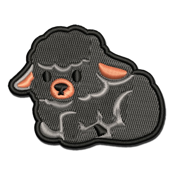 Black Sheep Lamb Baby Sitting Applique Multi-Color Embroidered Hook & Loop Patch - 2.5 Inch Small