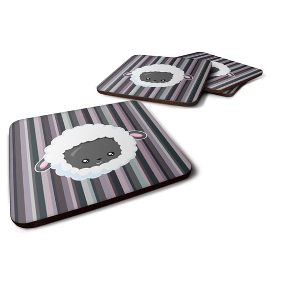 Black Sheep Lamb Face  Foam Coaster Set of 4