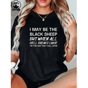 Black Sheep Quote Graphic Tee Funny Slogan Top Unisex Casual Wear Gift Cotton Mens Womens Tee Shirt