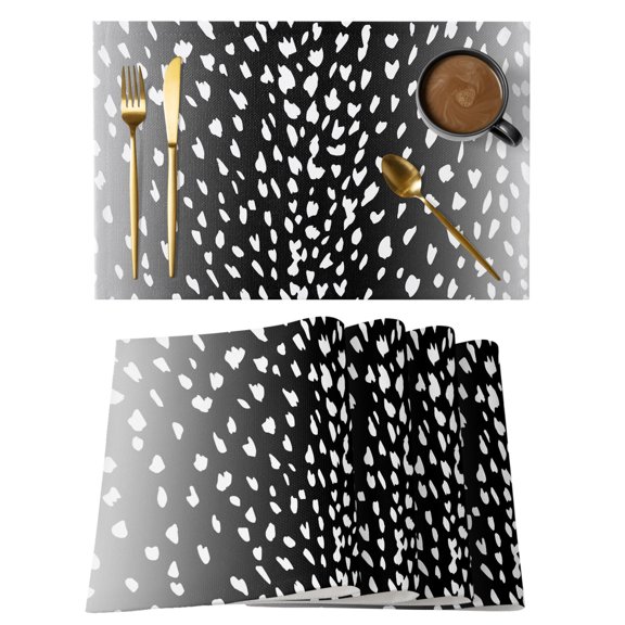 Black Sheep Skin Placemats Set of 1 Abstract Farmhouse Animal Print Place Mats Indoor Wipeable Table Mats Washable Cloth Dining Table Placemats for Kitchen Holiday Party Home Decor 13x19 Inch