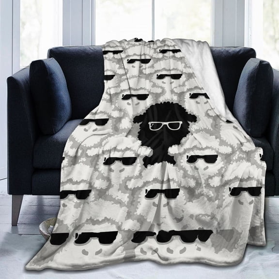 Black Sheep Throw Blanket, Funny Be Different Art, Soft Flannel Fleece, Novelty Gift 50x40