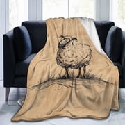 Black Sheep Throw Blanket, Funny Historical Doodle Illustration, Quirky Home Decor 50x40