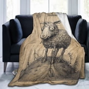 Black Sheep Throw Blanket, Funny Historical Doodle Illustration, Quirky Home Decor 50x40