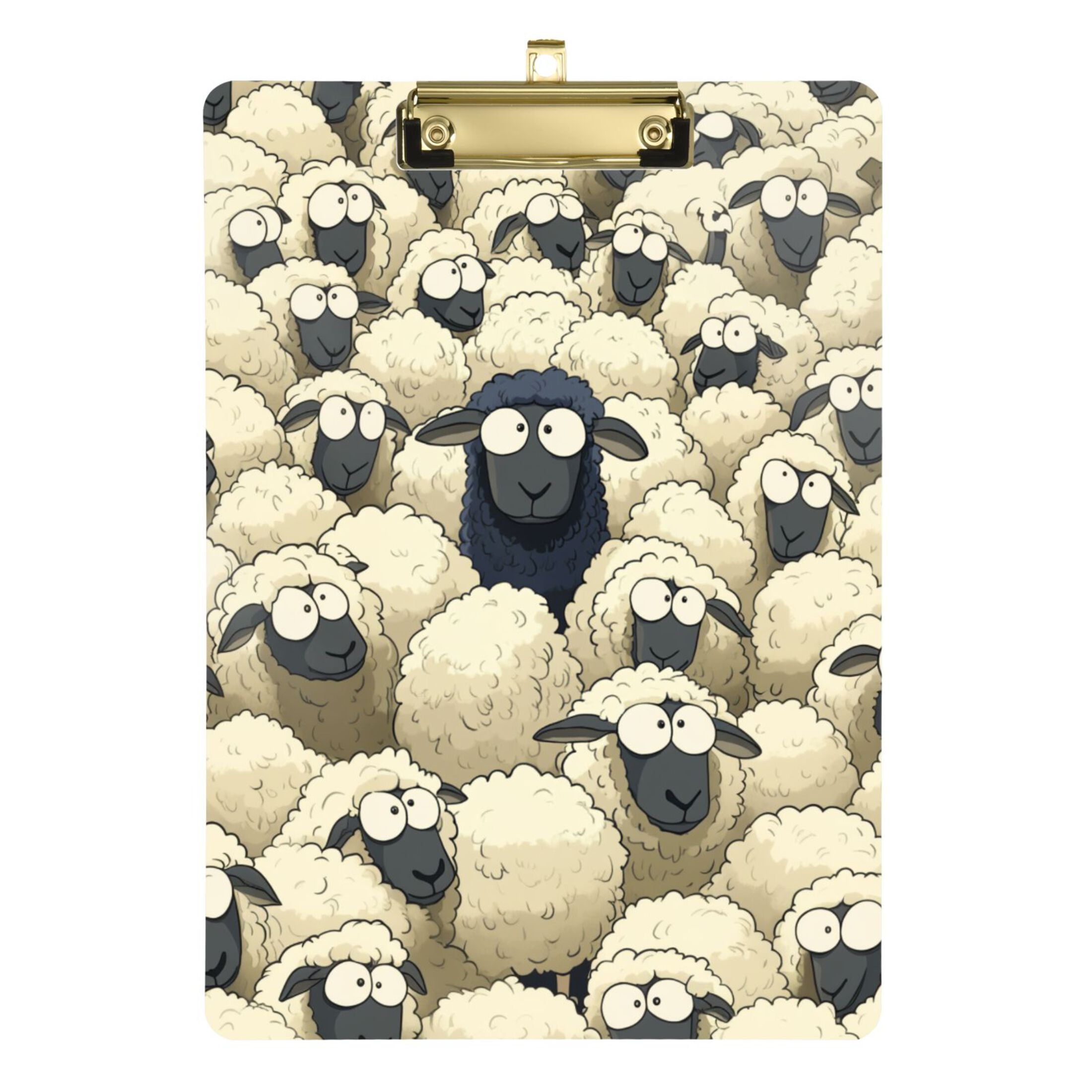 Black Sheep in A White Sheep Acrylic Clipboard with Gold Clip for