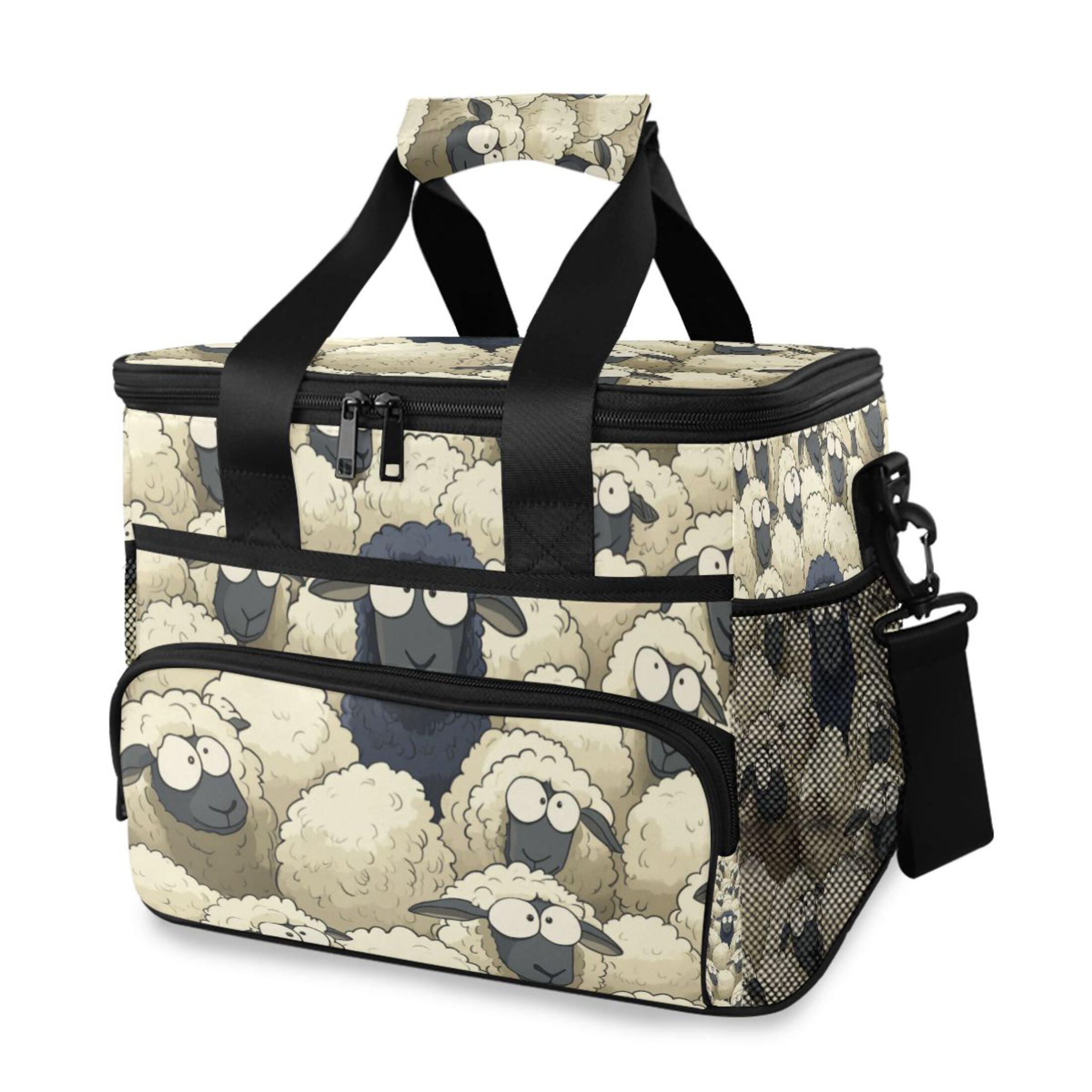 Black Sheep in A White Sheep Insulated Lunch Bag 15L Cooler Box for Women Men Work Camping Beach Travel