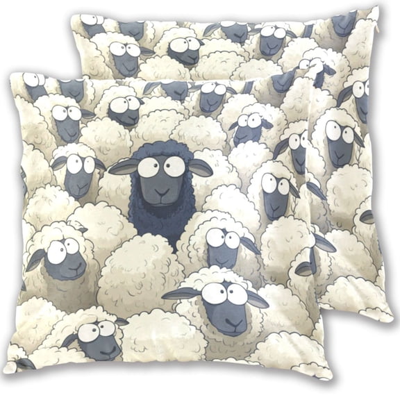 Black Sheep in A White Sheep Throw Pillow Covers 16x16 Inch 2 Packs Decorative Square for Living Room Couch Bed Sofa