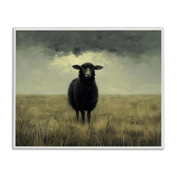 Stupell Industries Black Sheep in Field White Framed Giclee Art, design by Arlington Prints, 16 x 20
