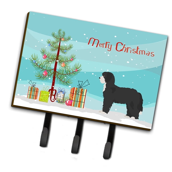 Black Sheepadoodle Christmas Tree Leash or Key Holder