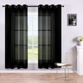 thumbnail image 1 of Black Sheer Curtains 2 Panels Grommet Faux Linen Semi Voile Window Drapes Elegant Office Curtains, 1 of 6
