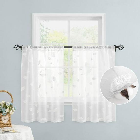 Black Sheer Curtains 52 X 63 Inches Length 2 Panels Black Embroidered ...