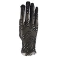 thumbnail image 1 of Black Sheer Gloves Wrist Ruffle - Flower Design, Glitter Accent - Party, Dress Up, 1 of 2