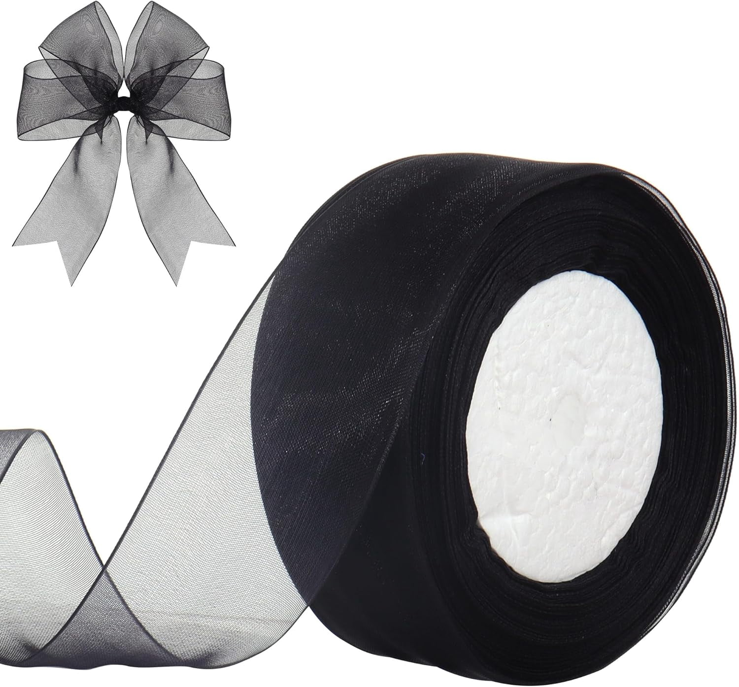 Black Sheer Organza Ribbon,1-1/2 Inch x 50 Yards - Walmart.com