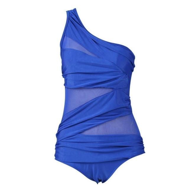 Black Sheer Swimsuit 2024 Women Sexy One Shoulder Triangle Swimwear One Piece Bathing Suit