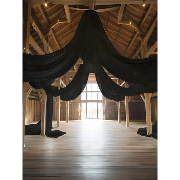 Black Sheer Voile Backdrop Fabric 393 Inch Long For Wedding Ceremony Home Decor