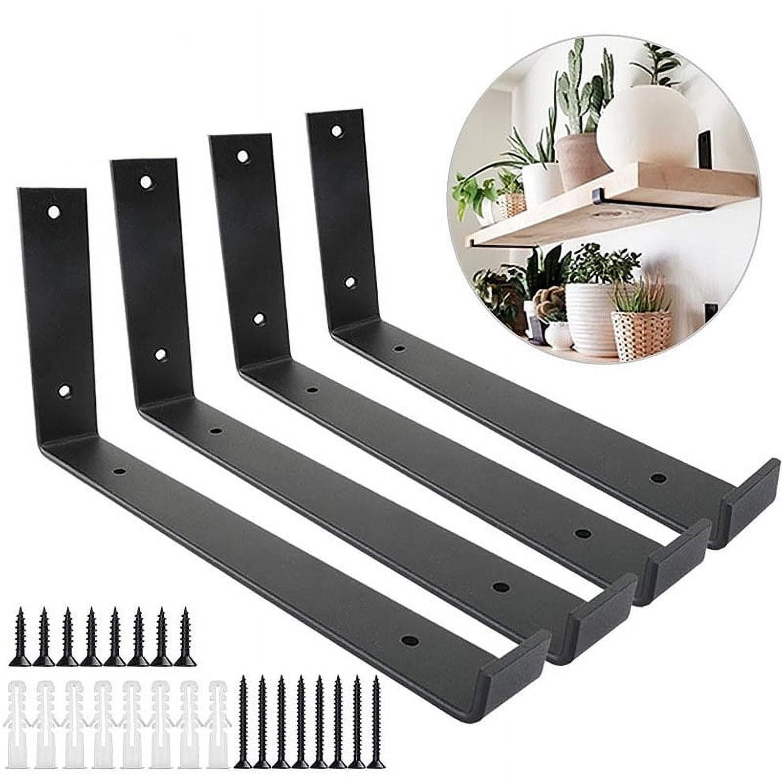 Black Shelf Bracket, 2 Pcs Heavy Duty Shelf Brackets Industrial Shelf