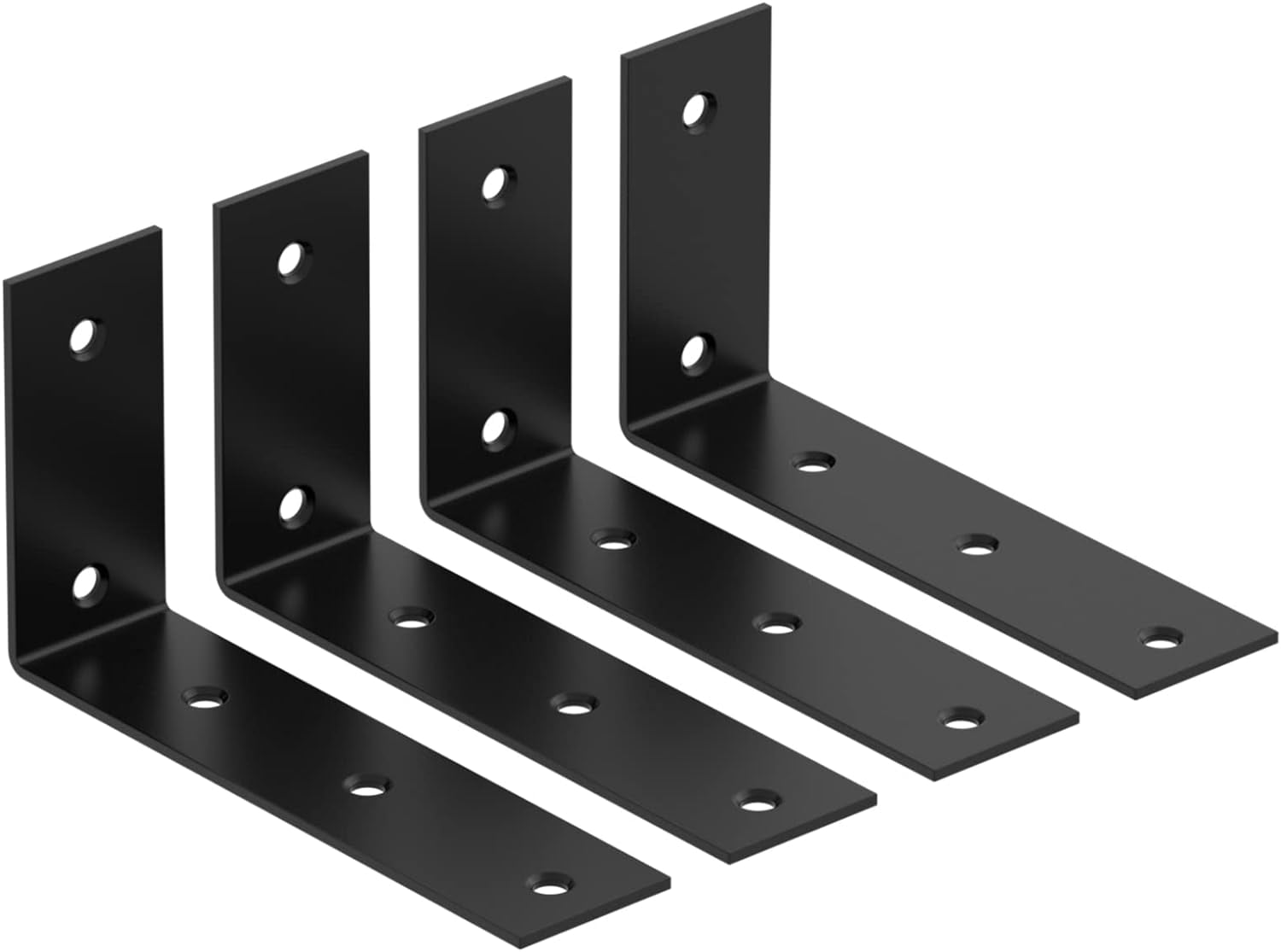 Black Shelf Bracket, 7 Inch L Brackets Heavy Duty, Stainless Steel Shelf Supports Wall Mounted for Floating Shelves, Includes Hardware, 4 Pack
