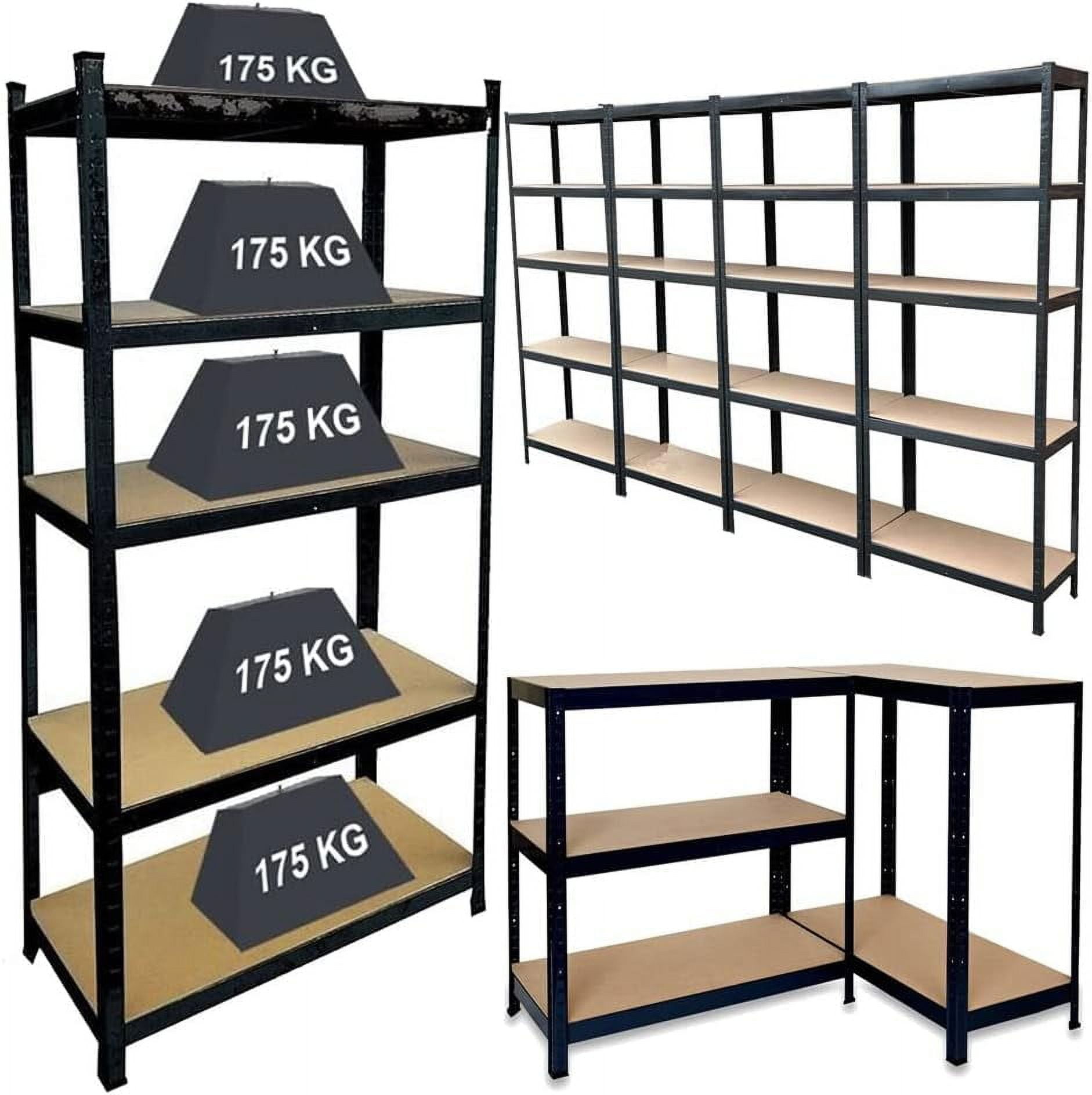 Black Shelves 5 Tier Boltless Garage Shelving Storage Racking