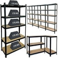 Black Shelves 5 Tier Boltless Garage Shelving Storage Racking