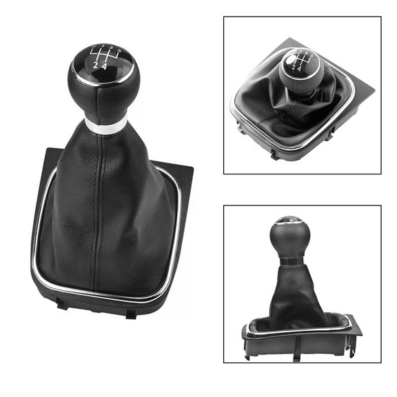 Black Shift Boot Gear Knob Kit for 6 Speed Gearboxes - Easy Installation for Cars