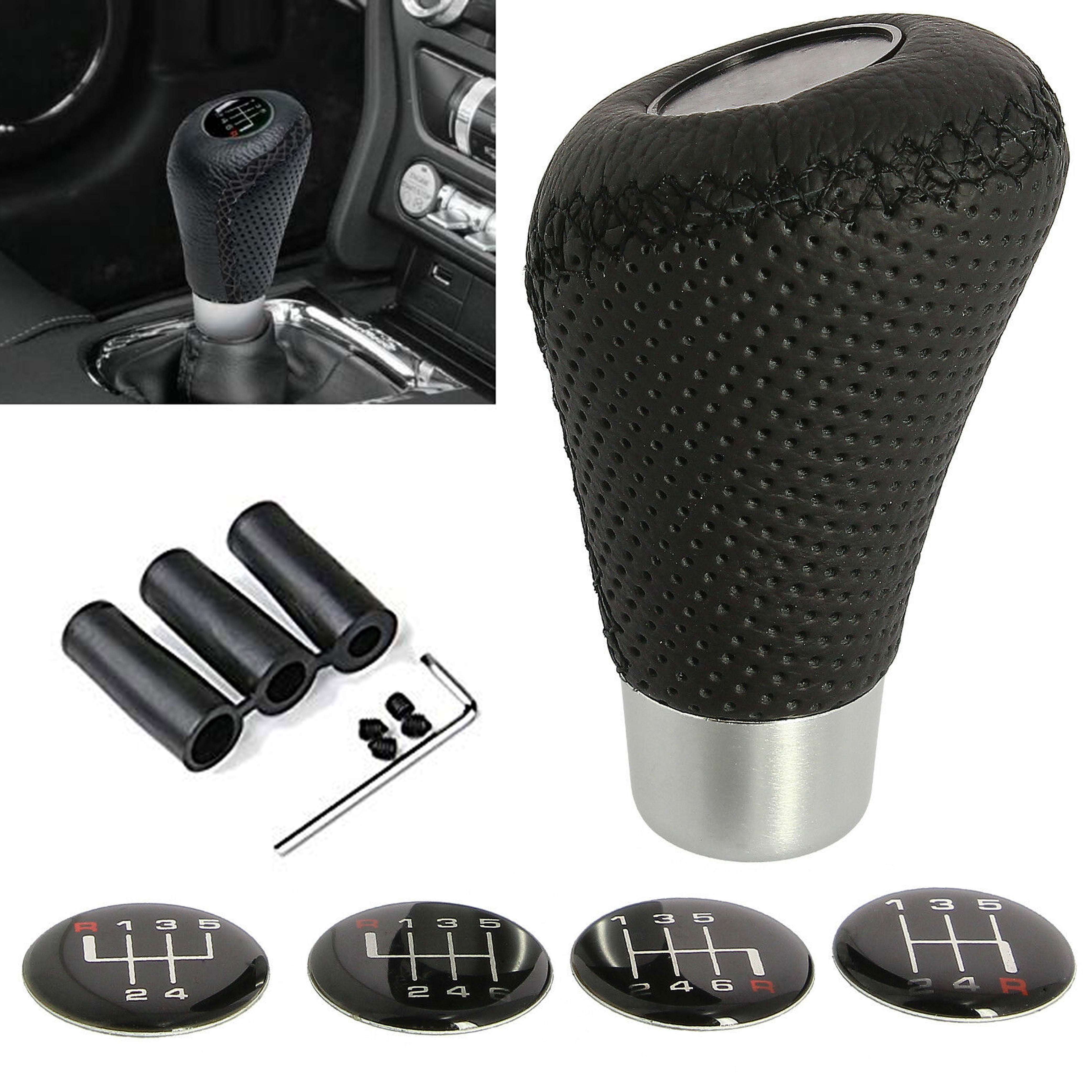 Blue Universal Manual Automatic Transmission Car 6 Gear Shifter Shift Knobs  with Adapter Kit