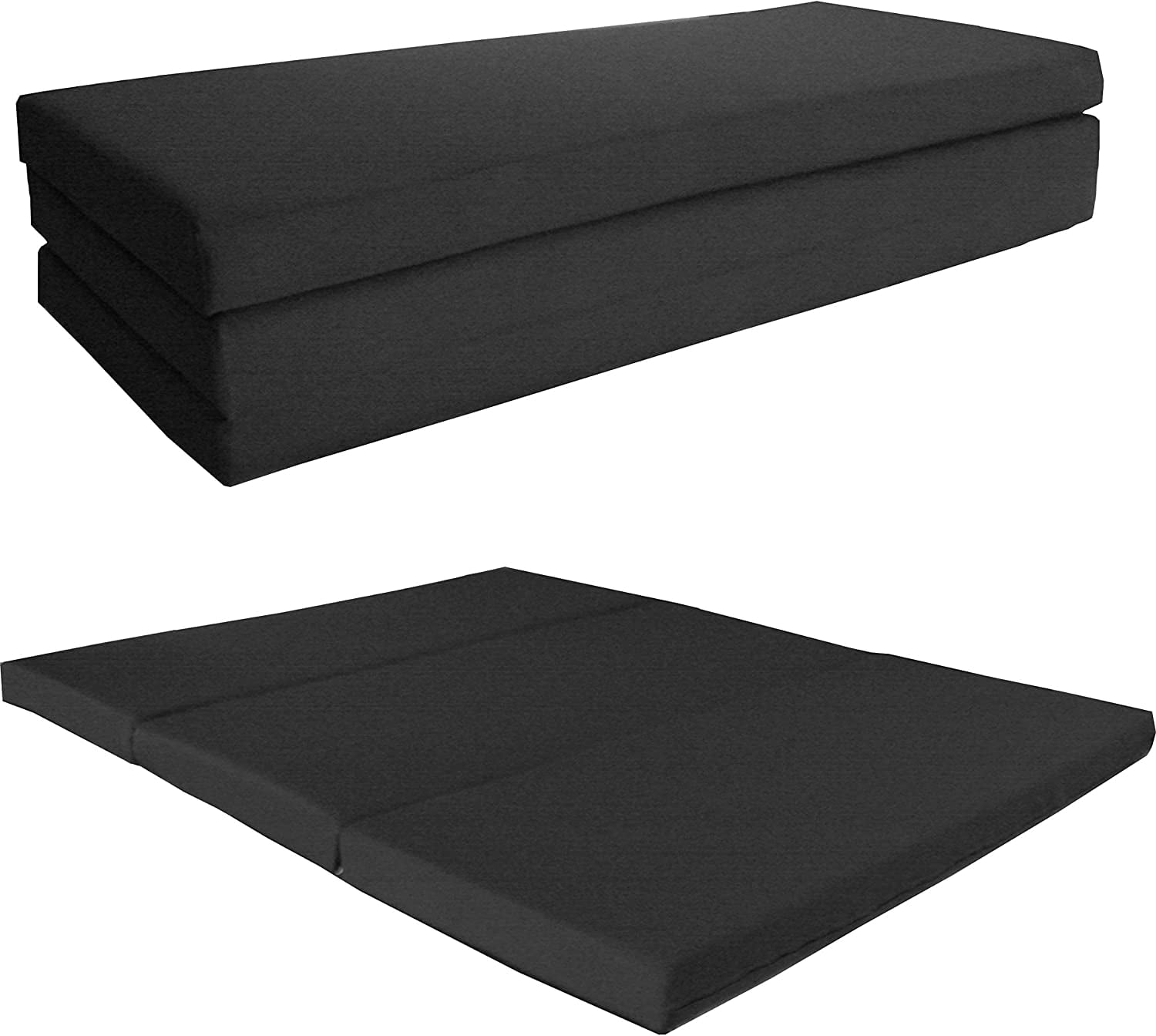 Black Shikibuton Trifold Foam Beds 80 x 60 x 4, Folding Foam Bed