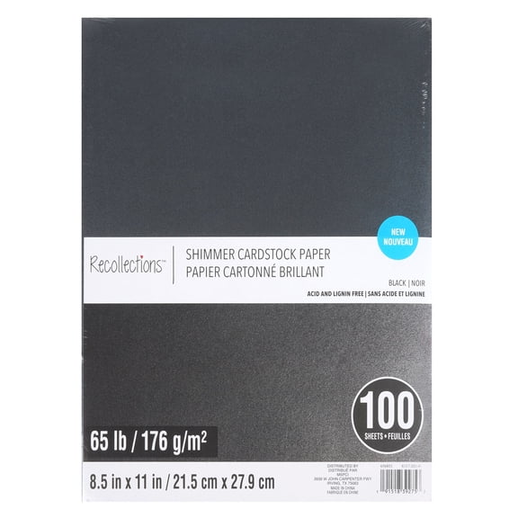 Black Shimmer 8.5" x 11" Cardstock Paper by Recollections - 100 Sheets