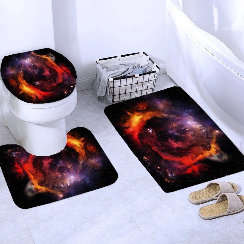 Black Shining Starry Sky 3D Printing Waterproof Shower Curtain Bath
