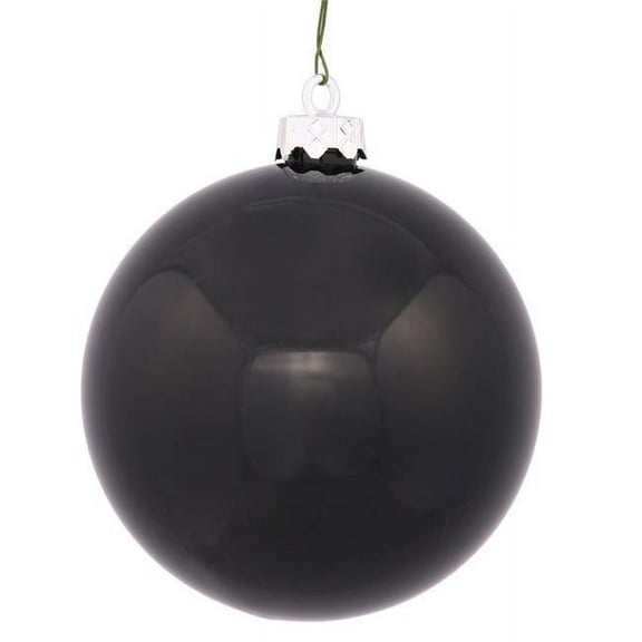 Black Shiny UV Drilled Cap Ball Ornament, 8 in.