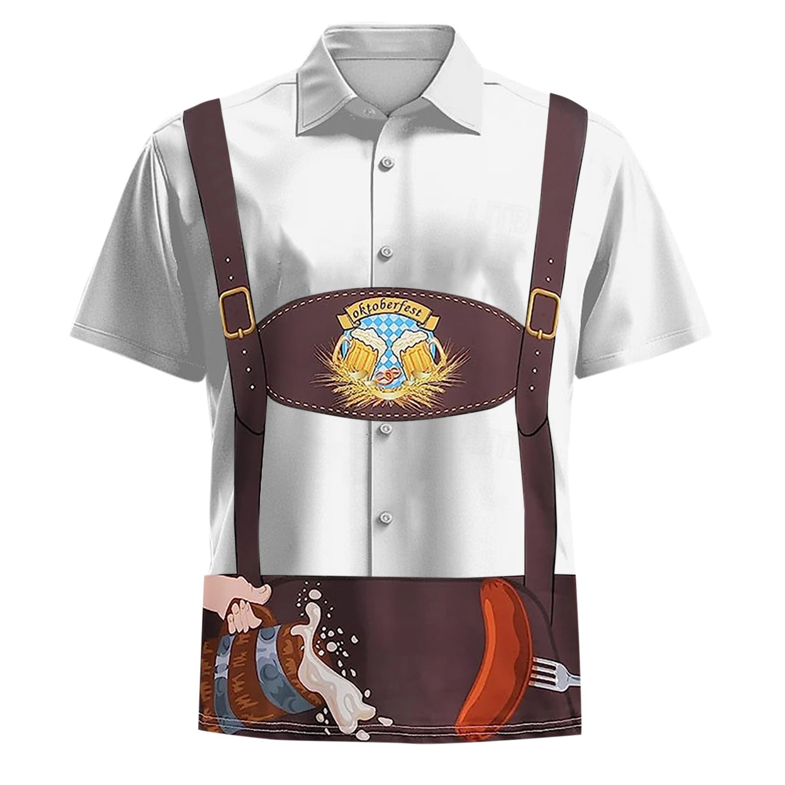 Black Shirts for Men Men Spring Casual Lapel Full Print Beach Short ...