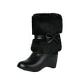 thumbnail image 1 of Black Womens Boots For Winter Casual Wear Plus Size Comfortable High Heel Short Boots With Bow Detail Height Increasing Footwear Size 36, 1 of 6