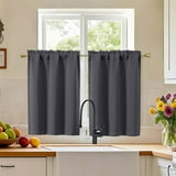 Black Short Curtains Tier 36 Inch Length 2 Panels Set, Half Window ...
