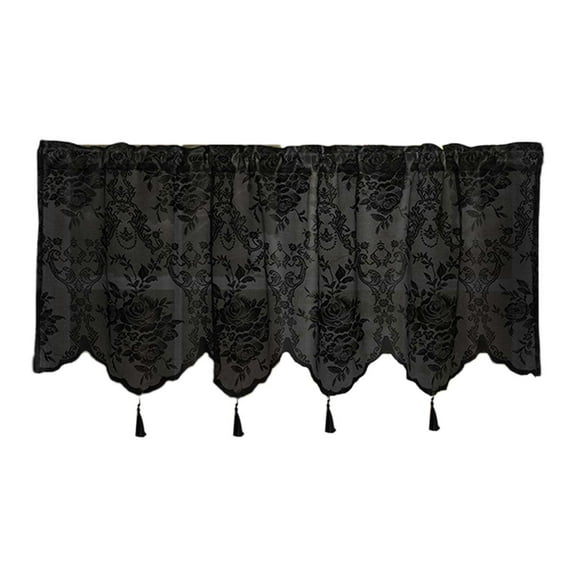 Black Short Sheer Curtains for Small Windows,1 Panels Set Solid Voile Drapes Window Sheer Curtains for Bedroom Bathroom Kids Room Kitchen 51.96x18.11in