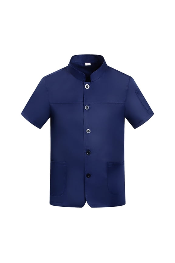 Black Short-Sleeve Chef Jacket Lightweight Chef Coat Men's Double-Breasted Kitchen, Restaurant, Bakery Chef Uniform