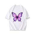 thumbnail image 1 of Black Short Sleeve T Shirt With Purple Butterfly Print For Casual Wear, 1 of 3