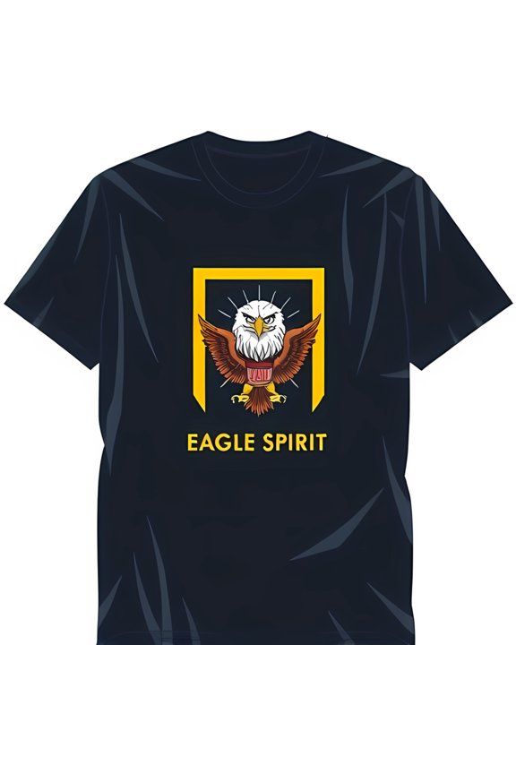 Black Short Sleeve T-Shirt with Bold Bald Eagle Graphic & 'EAGLE ' Text