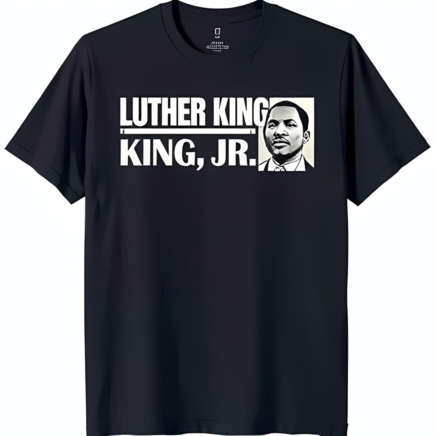 Black Short Sleeve TShirt with Bold 'Luther King King Jr ' Graphic