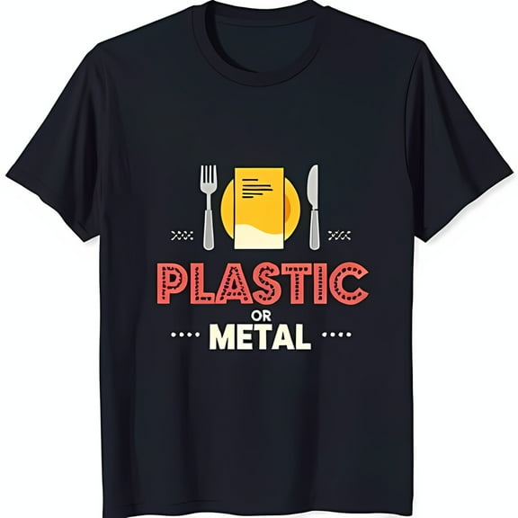 Black Short Sleeve T-Shirt with Bold OR METAL Graphic Design