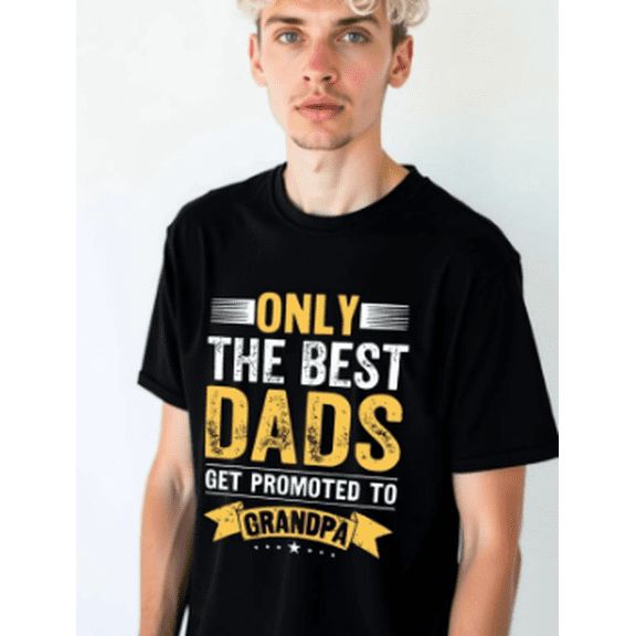 Black Short Sleeve Tee, Promoted to Grandpa Funny Graphic Casual Sportswear Gift Shirt for Men