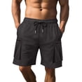 thumbnail image 1 of Black Shorts for Mens Summer Fall Wild Cargo Sport Athletic Lounge Stretch Running Ruched Paperbag Straight Leg Elastic Waist Basic Shorts Mens 2026 Clothing Y2K 3XL, 1 of 7