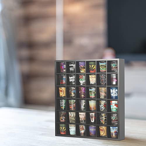 Black Shot Glass Display Case 36 Slots Minifigures Thimble Collection Display Rack Freestanding