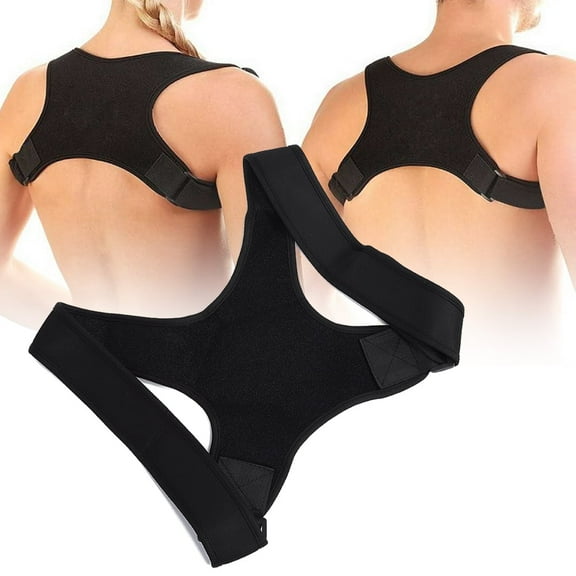 Black Shoulder Brace, Posture Corrector, Thin Straight Back For Chest Hump Driving Cervical Pain Average Size Black