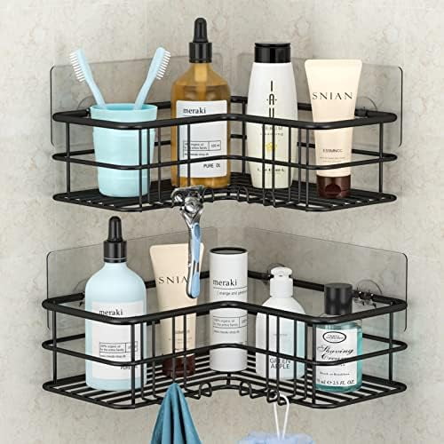 Black Shower Caddy Corner Bathroom Shower Shelf, Rust Proof Bathroom ...