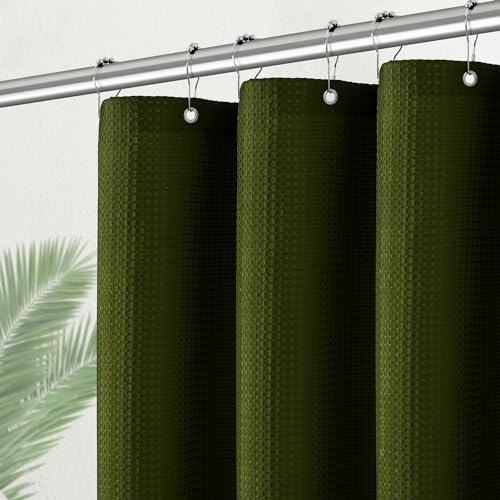 VEVOR White Waffle Weave Shower Curtain - 240 GSM Polyester With Stainless Steel Grommets, 72x72 Inches