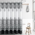 thumbnail image 1 of Black Shower Curtain, Black and White Bath Shower Curtains for Bathroom, Waffle Textured Fabric Shower Curtain Liner with 12 Hooks, Water Repellent, Machine Washable, 72x72, Black, 1 of 5